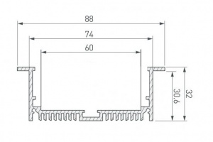 картинка Алюминиевый профиль встраиваемый GS.8832 v3.0 без экрана магазин gslight 8832 схема