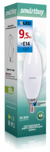 картинка Светодиодная (LED) СВЕЧА НА ВЕТРУ матовая Лампа Smartbuy-C37-9,5W/6000/E14 магазин gslight cb58846c84e87c20d41eb9afa79509dc