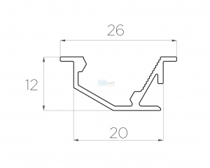 картинка Алюминиевый профиль встраиваемый GS.2612 v2.0 без экрана от магазина gslight