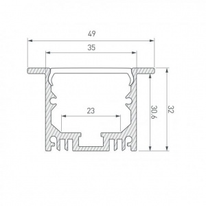 картинка Алюминиевый профиль встраиваемый GS.4932 v2.5 без экрана магазин gslight 4932 схема